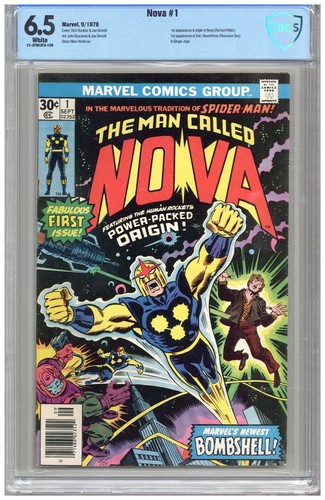 Nova  # 1   CBCS   6.5   F+   White pgs   9/76  1st App. & origin of Nova (Richa