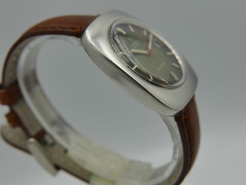 70's vintage watch mens Certina blue ribbon green dial rare big case steel 38mm - Picture 9 of 23