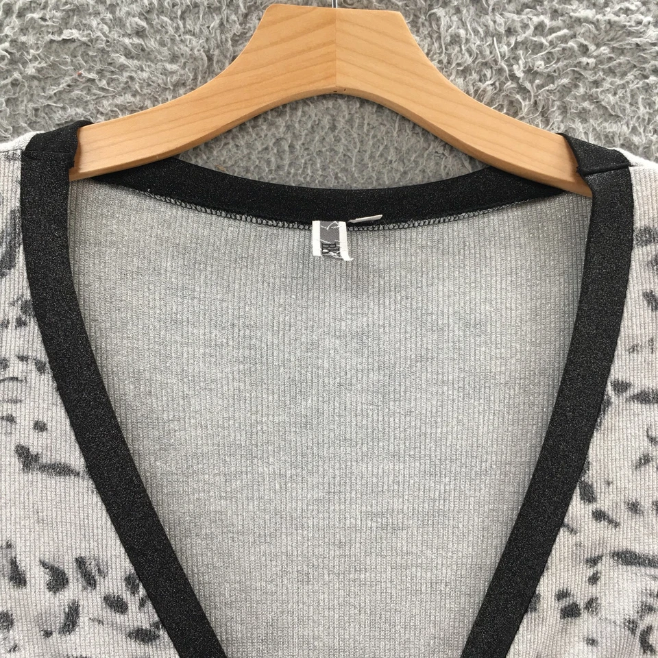 BKE кнопка спереди кардиган свитер женщин M серый VNeck длинным рукавом повседневный вязаный - Изображение 4 из 4