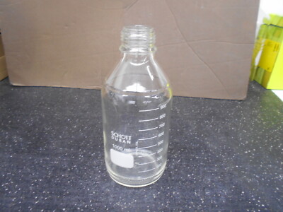 SCHOTT DURAN 1000mL GLASS REINFORCED MEDIA STORAGE BOTTLE W/O POURING RING