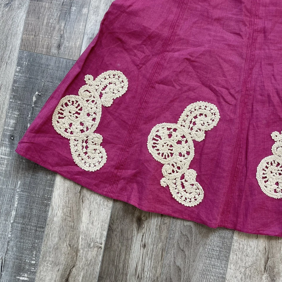 Cynthia Steffe Mujer Talla 6 Falda Violeta con Cremallera, Detalle Encaje Marfil Foto 3 de 4