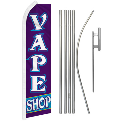 Vape Shop Swooper Flutter Feather Advertising Flag Pole Kit Smoke Shope 
