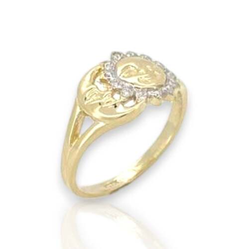 Anello vero viso luna e sole taglio diamante - oro giallo 10 carati - Foto 2 di 16