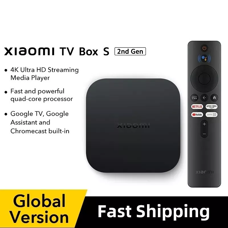 Xiaomi TV Box S 4K 2nd Gen with 4K HDR Android TV with Dolby Atmos & HDR10,  HDR10+ & Dolby Vision Support Streaming Media Player Google Assistant