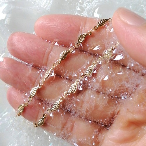 Ankle Bracelet 18K Gold Stainless Steel Anklet Barefoot Sandals Leaves Charm - Picture 6 of 8