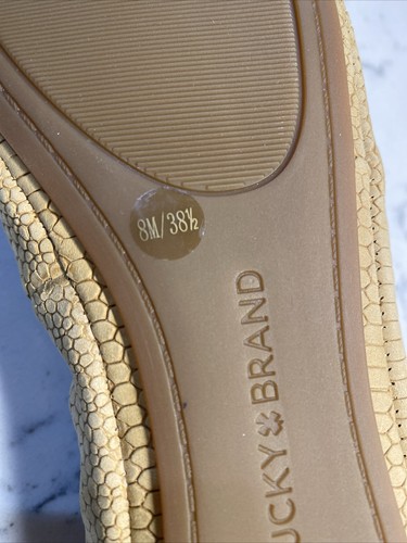 NEU! Lucky Brand Emmie beige Struktur Leder Ballerinas Größe 8M Slipper Schuhe - Bild 6 von 6