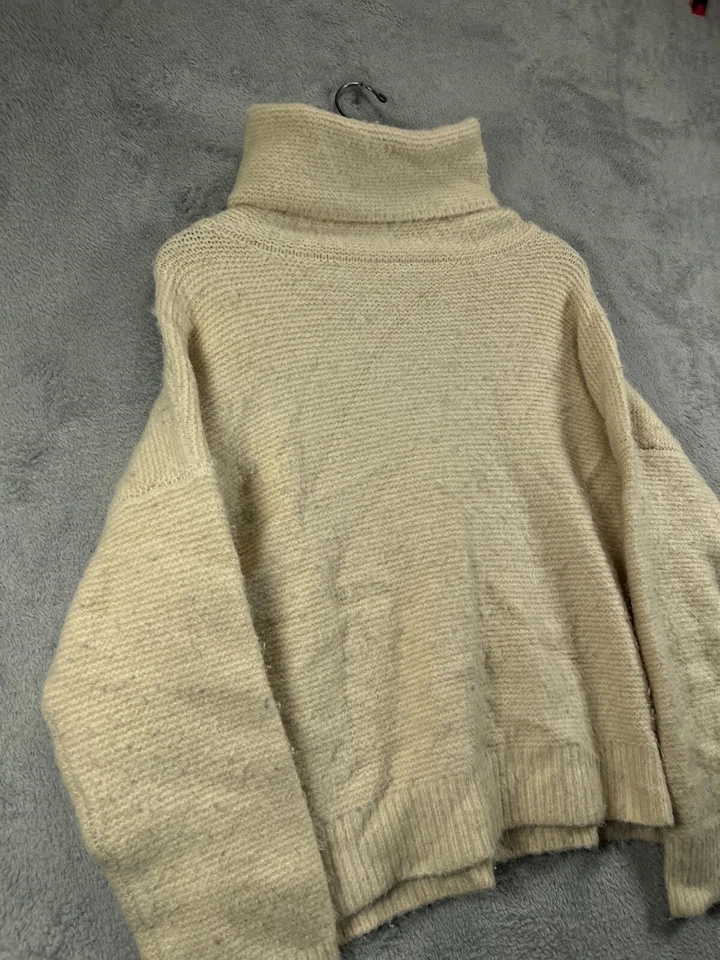 Suéter JOA Los Angeles de gran tamaño para mujer pequeño beige grueso cuello alto manga larga Foto 2 de 4