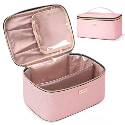 5L Travel Makeup Bag, Portable Cosmetic Bag for Women, Large Single-Layer Pink