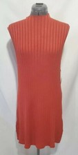 New RVCA Banked Ribbed Sweater Mini Tunic Dress Tunic Sheath Sleeveless Rust L 