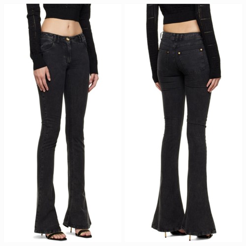 Balmain Flared Mid-rise Black Jeans Size 34 NWT - Picture 4 of 14