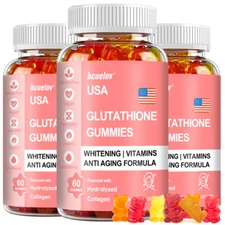 Glutathione Whitening Gummies Anti-Aging Skin Brightening Hair,Skin &Nail Health