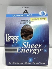 L'eggs Womens Size A Suntan Sheer Energy Control Top Med Support Leg 65409