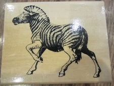 Anita's Size J Zebra Prancing African Animal Wood Mount Rubber Stamp
