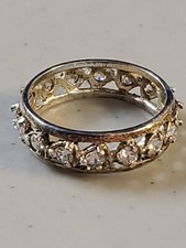 Vintage Sterling Silver 925 Crystal Rhinestone Heart Ring Size 7.5