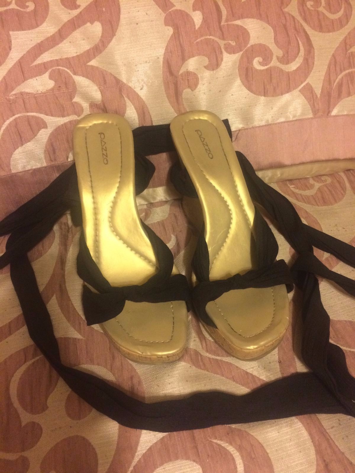 Black wrap around wedge heel size 8 | eBay