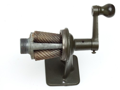 Giant Mechanical Pencil Sharpener 1920s 6 Hole Wall or Desk Mount Military Green - Picture 8 of 11