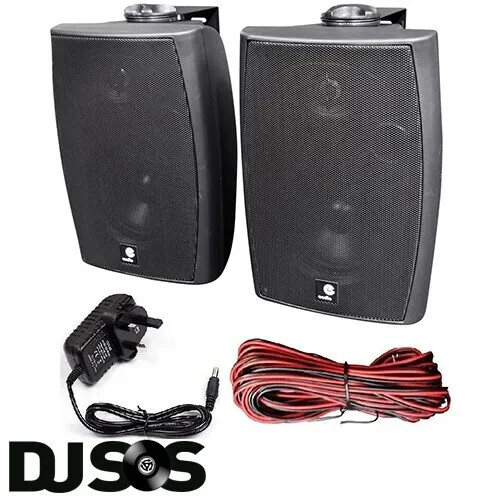 120W PAIR STEREO ACTIVE WALL MOUNT BLUETOOTH SPEAKERS AUXILIARY INPUT BLACK