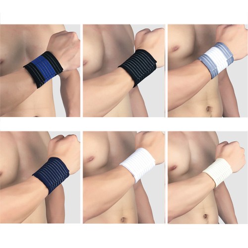 Men Sports Wristband Wrap Brace Elastic Stripe Bandage Support Fitness Wristband