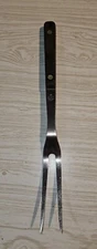 Vintage FLINT Arrowhead Cooking Fork USA Stainless Steel Black Handle