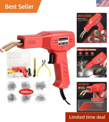Durable Plastic Welder Gun Kit with 1000 Assorted Staples   For Cars & More