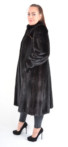 US5043 REAL MINK FUR COAT RANCH MINK JACKET FULL LENGTH SIZE L - NERZMANTEL - Picture 17 of 23
