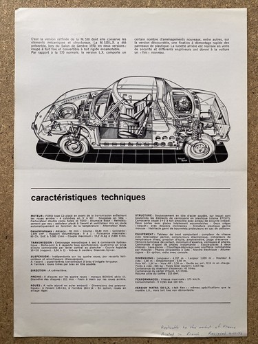 c1972 Matra Sports M 530 LX original French sales leaflet/brochure - Bild 6 von 11