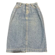 Vintage Lee Acid Wash Denim Midi Skirt High Waist Pencil Cotton USA Blue 12 M y1