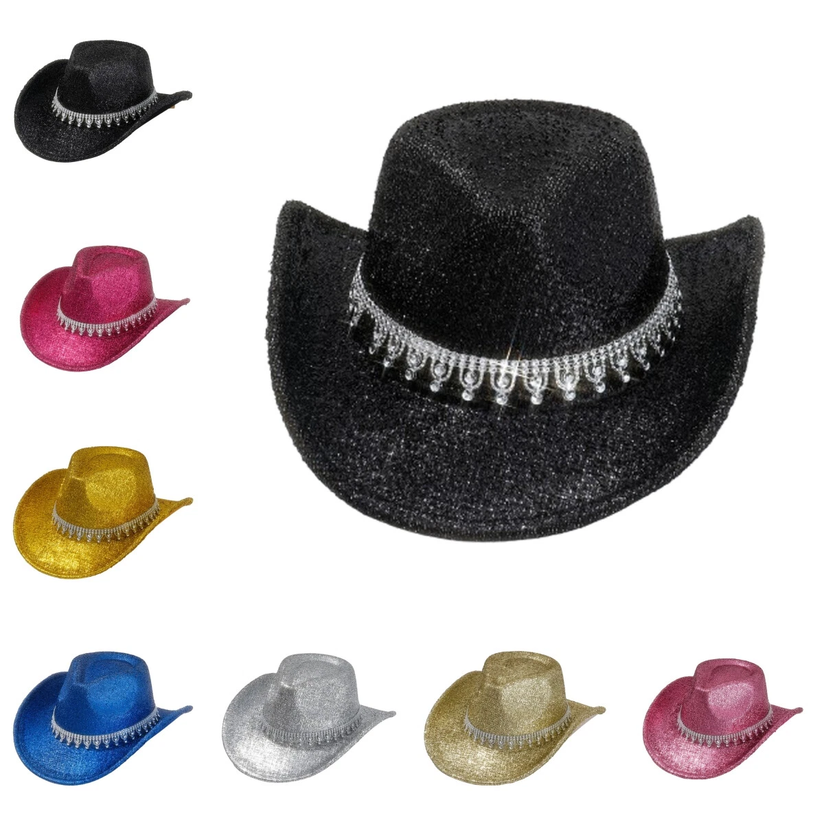 Men Women Cowboy Hat Western Style Glitter Cosplay Party Costume Hats
