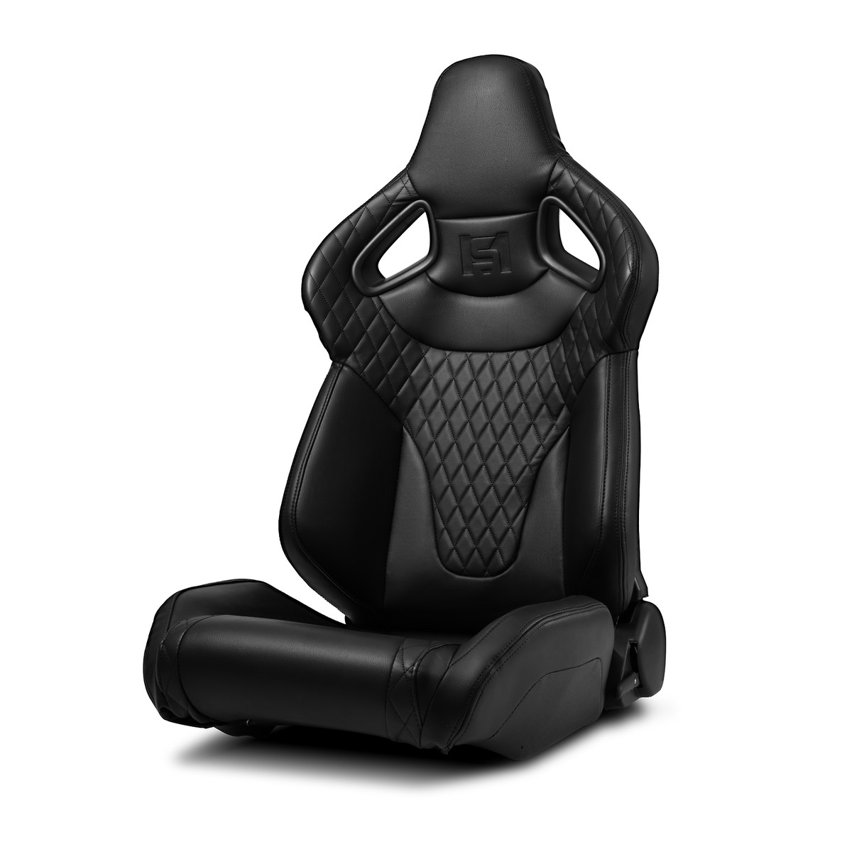 2x C-Series Black Stitching Reclinable PVC Sport Racing