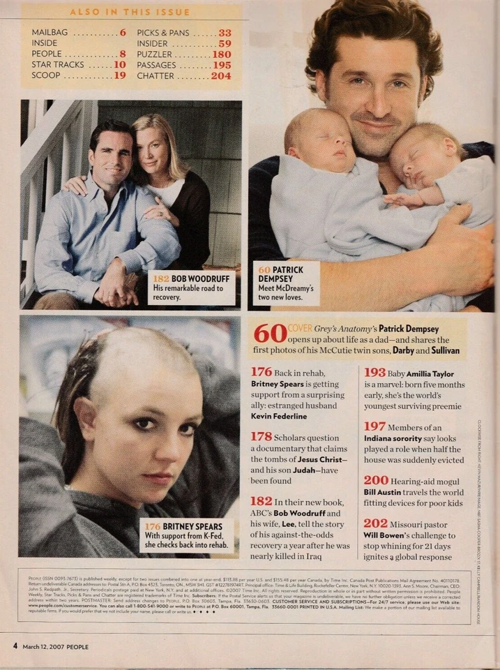 Magazine People March 12 2007 Special Double Issue Patrick Dempsay Anchor Bob W - Image 3 of 4