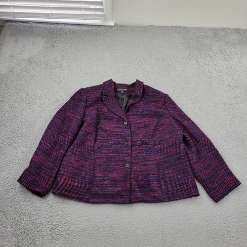 Kasper & Company ASL Womens 22W Purple Viscose Heather Button Long Sleeve