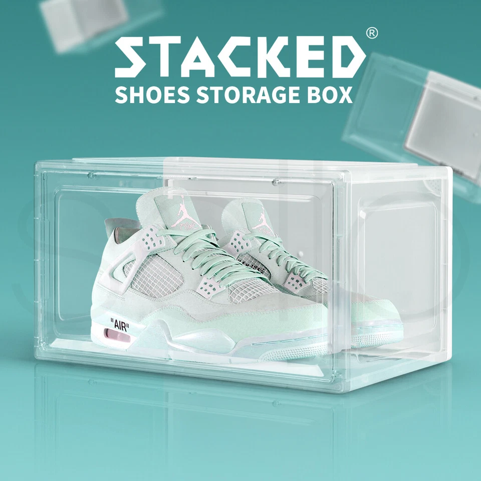 Shoe Storage Box Sneaker Display Case Collections Cabinet Stackable Magnetic