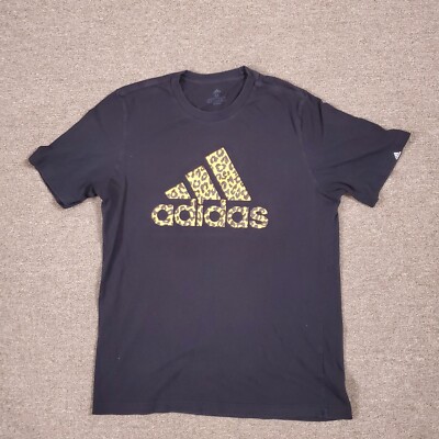 Adidas Shirt Mens Black Medium Boston Cheetah Print Stripes