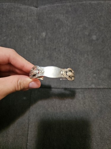 VINTAGE WM.A. ROGERS ONEIDA LTD SILVER PLATED FLORAL DOUBLE SPOON CUFF BRACELET