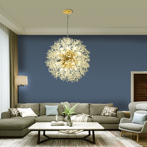 Nordic Dandelion Flower Gold Chrome Crystal Chandelier Pendant Light Lamp Bulbs - Picture 12 of 16