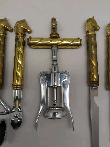 Lotto di (6) utensili da barra vintage Maxwell Phillip ottone pesante acciaio inox - Foto 4 di 9