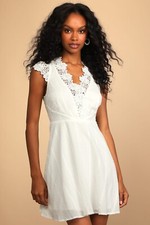 Believe in Dreams White Swiss Dot Lace Backless Skater Dress