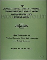 1964 Chevy ZubehöR Installationshandbuch Impala Bel Air Biscayne Chevelle Truck