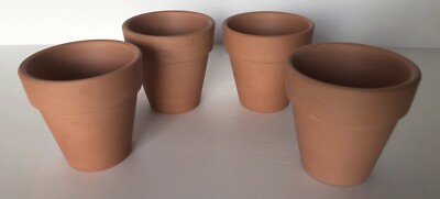 4 Terracotta Flower Pots, 3'', Clay, Made by Norcal, Clean, NOS