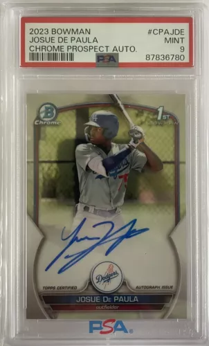 Josue De Paula 2023 Bowman Chrome RC Rookie 1st Auto Dodgers PSA 9 Autograph