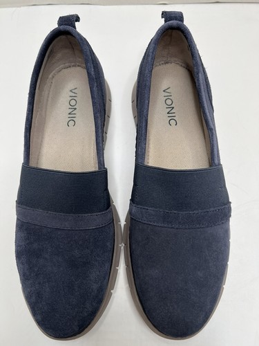 Vionic "Kristi" Women's Suede Slip On Loafers Blue Sz 8.5 Plantar Facsiitis