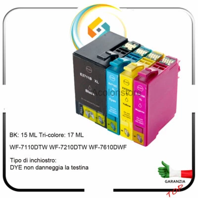 ACOLORISTORE Cartucce per Epson wf 7620 7610 7110 3620 3640 D T W F compatibili 27XL