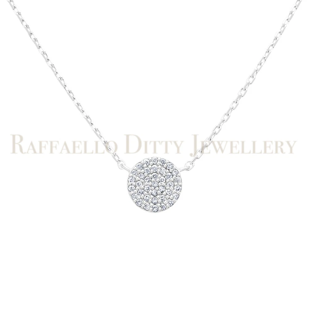 White gold deals round pendant necklace
