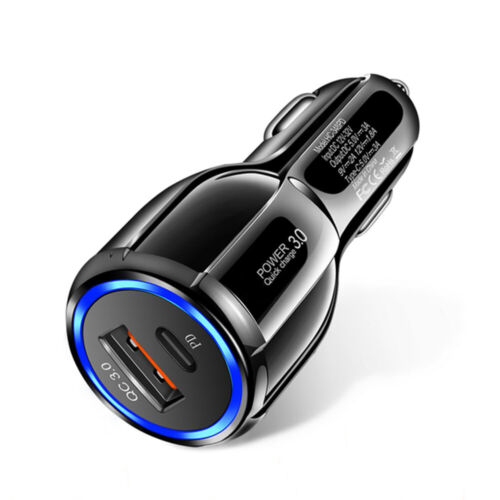 2-Port USB Fast Rapid Car Charger Adapter Type C Port for iPhone Android Samsung