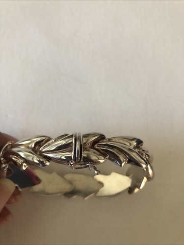 Milor Sterling Silver 925 Leaf Bracelet 7 1/2" Italy Signed - Picture 2 of 7