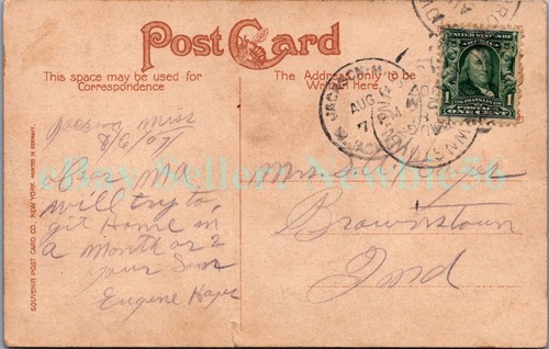 Jackson Mississippi MS - TROLLEY ON CAPITAL STREET LOOKING EAST - Postcard - Picture 2 of 2