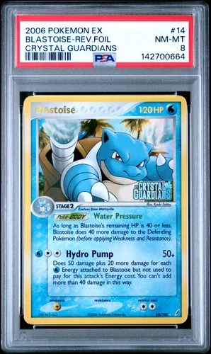 2006 POKEMON EX CRYSTAL GUARDIANS #14 BLASTOISE-REVERSE FOIL PSA 8