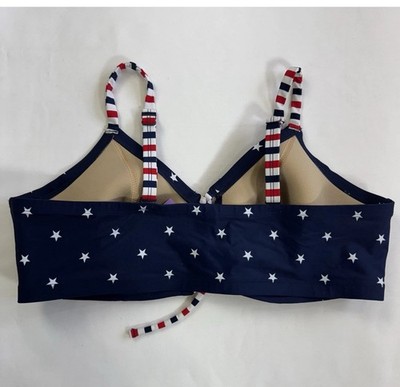 Cacique Stars and Stripes Plus 22 Swim Top, New with tags. Adjustable straps.