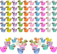 60 Pcs Mini Resin Ducks Luminous Tiny Ducks Miniature Duck Glow in The Dark