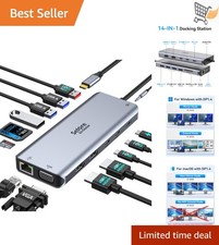 USB C Docking Station Dual 3 Monitors 2 HDMI VGA 100W PD USB A/C Multiport